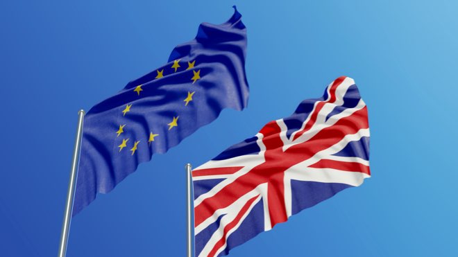 An EU and UK flag